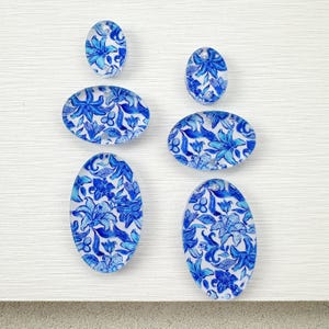 Floral blue Earring blanks 6pcs vacation Earring Findings, preppy Acrylic Earring Pendants, summer Blank Components, Jewelry Supplies