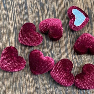 Wine 14mm corduroy heart cabochons - 10pcs l Earring making jewelry supplies, Resin heart Cabochon DIY supplies