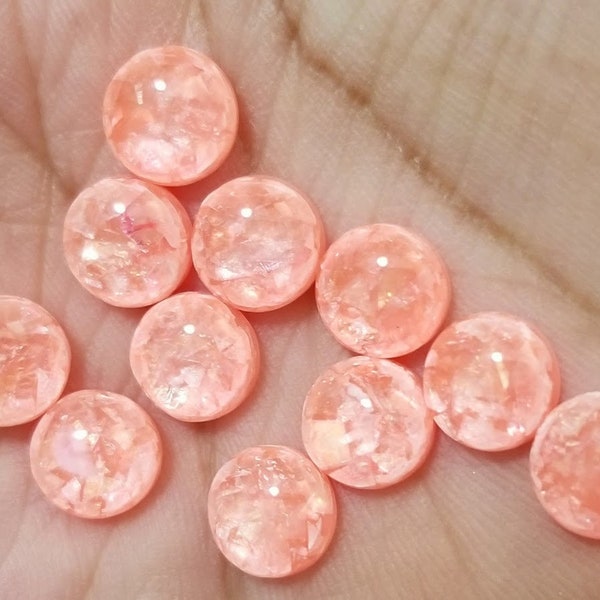 Peach melon Opal Dome 8mm Resin Cabochons - 10 pcs l Earring making jewelry supplies, Resin Cabochon DIY supply Embellishments