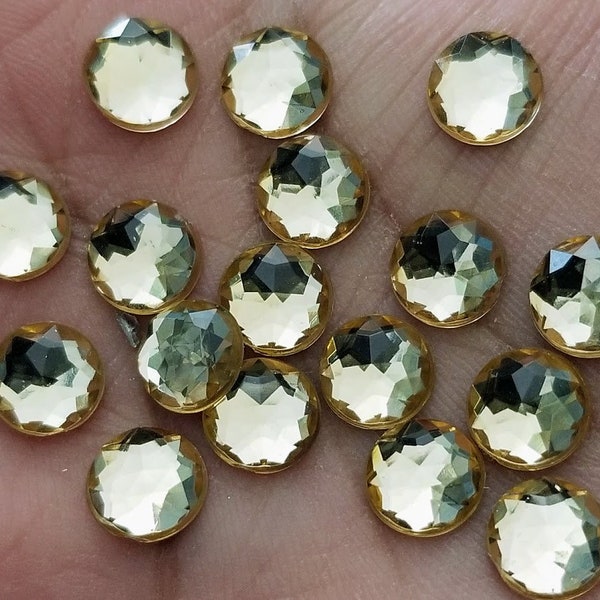 8mm champagne Multifaceted Rhinestone Resin Cabochons -10pcs l Earring making jewelry supplies