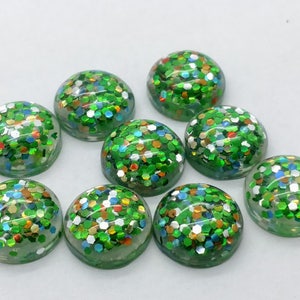 Spring garden glitter 12mm resin cabochons 10 pcs l Earring making jewelry supplies, Resin glitter round Cabochon DIY supplies image 2