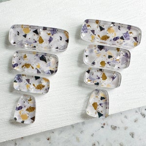 Terrazzo print Earring blanks -8pcs l Plexi Earring Findings, Acrylic Earring Pendants, Blank Components, DIY Supplies