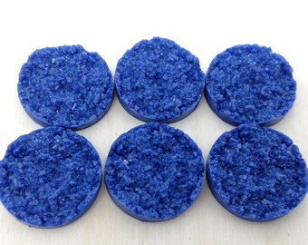 Dark Blue Faux Druzy Cabochons: 25mm Resin Jewelry Supplies (6pcs)