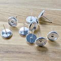 Silver Tone 8mm Cabochon Earring Settings: DIY Jewelry Supplies - 10pcs
