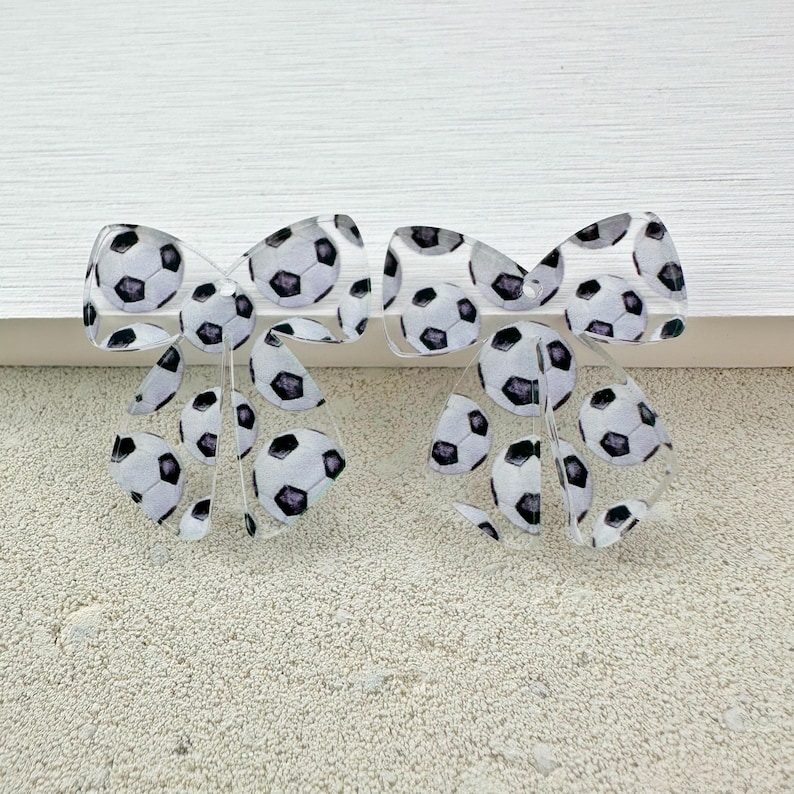 Sports Bow Earring Blanks: Acrylic Pendants (4pcs) image 3