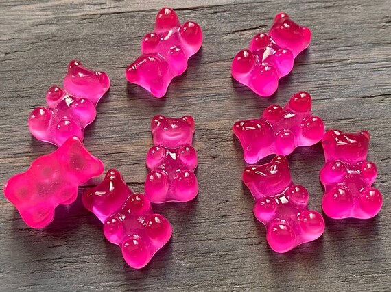 20Pcs Resin Gummy Bear Charms Flatback Necklace Keychain Pendant DIY Making