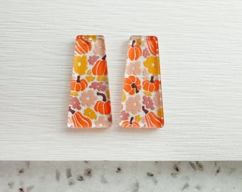 Fall Acrylic Earring Blanks: Sunflower Pumpkin Pendants (4pcs)