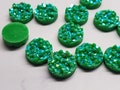 Ab grass green 10mm Crystal Faux Druzy Cabochons 10pcs  l Earring making jewelry supplies, Round resin bezel Cabochon DIY supplies