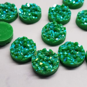 Ab grass green 10mm Crystal Faux Druzy Cabochons 10pcs  l Earring making jewelry supplies, Round resin bezel Cabochon DIY supplies