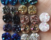 Metallic 9.5mm chunky faux druzy 22pc Cabochon sampler