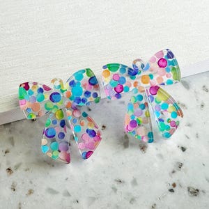 Pastel Confetti Acrylic Earring Blanks - Bow Pendants, DIY Jewelry (4pcs)