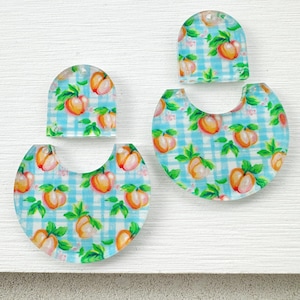 Peach Earring blanks 4pcs vacation Earring Findings, preppy Acrylic Earring Pendants, summer Blank Components, Jewelry Supplies