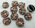 Rose Gold Faux Druzy Cabochons: 8mm Resin Flatback, Jewelry Making (10pcs)