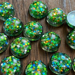 Spring garden glitter 12mm resin cabochons 10 pcs l Earring making jewelry supplies, Resin glitter round Cabochon DIY supplies image 1