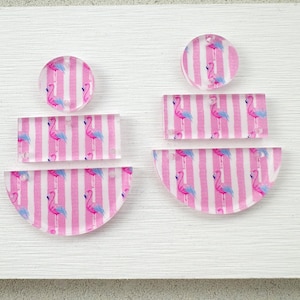 Flamingo Earring blanks 4pcs vacation Earring Findings, preppy Acrylic Earring Pendants, summer Blank Components, Jewelry Supplies