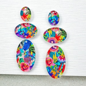 Floral art Earring blanks 6 pcs vacation Earring Findings, preppy Acrylic Earring Pendants, summer Blank Components, Jewelry Supplies