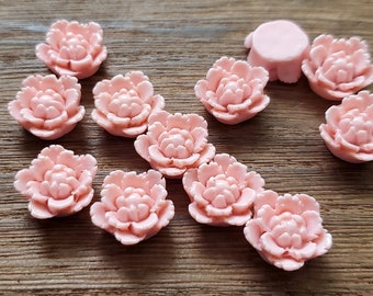 Pink 15mm flower resin Cabochons 10pcs l Earring making jewelry supplies, Resin flower Cabochon DIY supplies