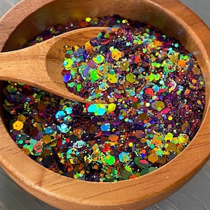 Chunky Glitter Rainbow Chameleon Mix 30g, 1oz Chameleon Glitter Color Shift Glitter Nail art Tumbler Glitter DIY Craft Supplies image 1