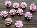 Pink and green 11mm flower watercolor Cabochons 10pcs  l Earring making jewelry supplies, Resin flower Cabochon DIY supplies
