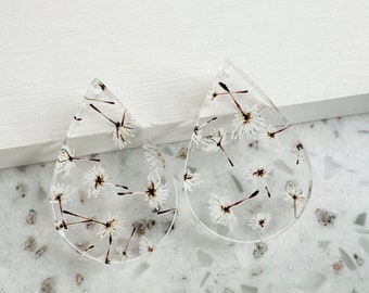 Dandelion seed Acrylic Earring blanks -4pcs Earring Findings, Acrylic Earring Pendants, Jewelry Components, DIY Book earring Supplies