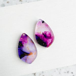 Purple and magenta marble ink print Earring blanks -4pcs l Plexi Earring Findings, Acrylic Earring Pendants, Blanks, DIY Jewelry Supplies