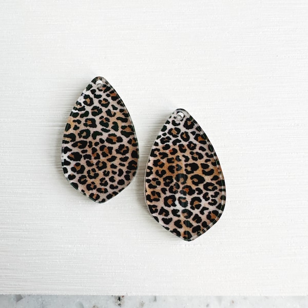 Leopard print Earring blanks -4pcs l Plexi Earring Findings, Acrylic Earring Pendants, Blank Components, DIY Jewelry Supplies