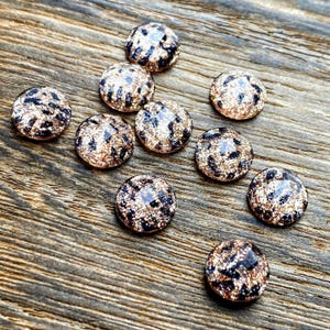 Faceted golden leopard glitter 8mm resin cabochon- 10pcs l Earring making jewelry supplies
