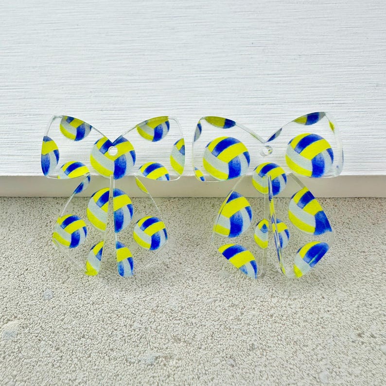 Sports Bow Earring Blanks: Acrylic Pendants (4pcs) image 5