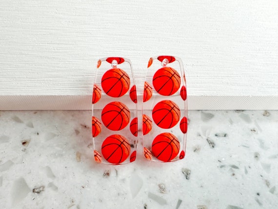 Basketball Sports Print Earring Blanks -4pcs L Plexi Earring
