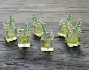 Kiwi Juice Box Pendants: Resin DIY Earring Charms (6 Pieces)
