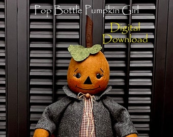 Samouczek dotyczący lalki z dyni Pop Bottle w formacie PDF, natychmiastowe pobranie