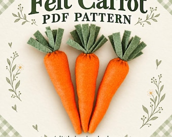 Felt Carrot PDF Pattern – Handmade Carrot Embellishment for Easter Decor, Bunny Accessories & Spring Crafts
