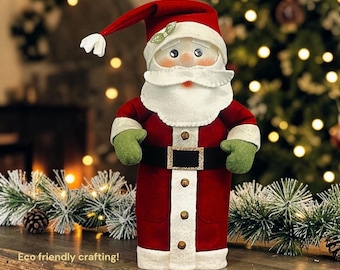 Encantador molde de Papai Noel em garrafa de refrigerante, download instantâneo em PDF.