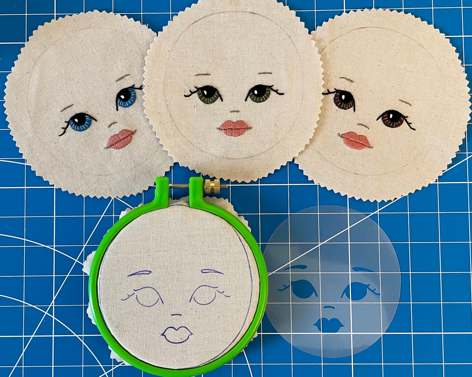 Doll Face Stencil for Hand Embroidery or Painting reusable - Etsy