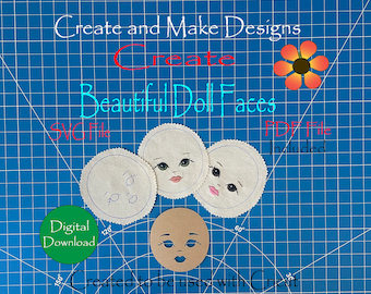 Szablon twarzy lalki w formacie PDF, dołączony plik SVG, natychmiastowe pobranie