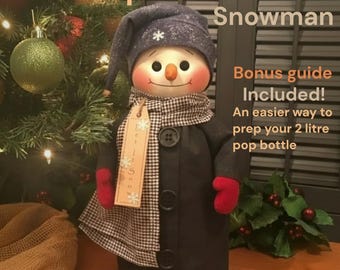 Modello PDF di pupazzo di neve con bottiglia di plastica, download immediato.