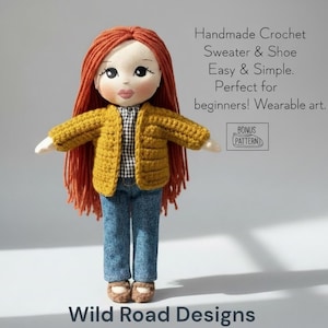 PDF Easy Crochet Rag Doll Sweater Pattern [13-inch doll clothes] Beginner friendly Easily modified
