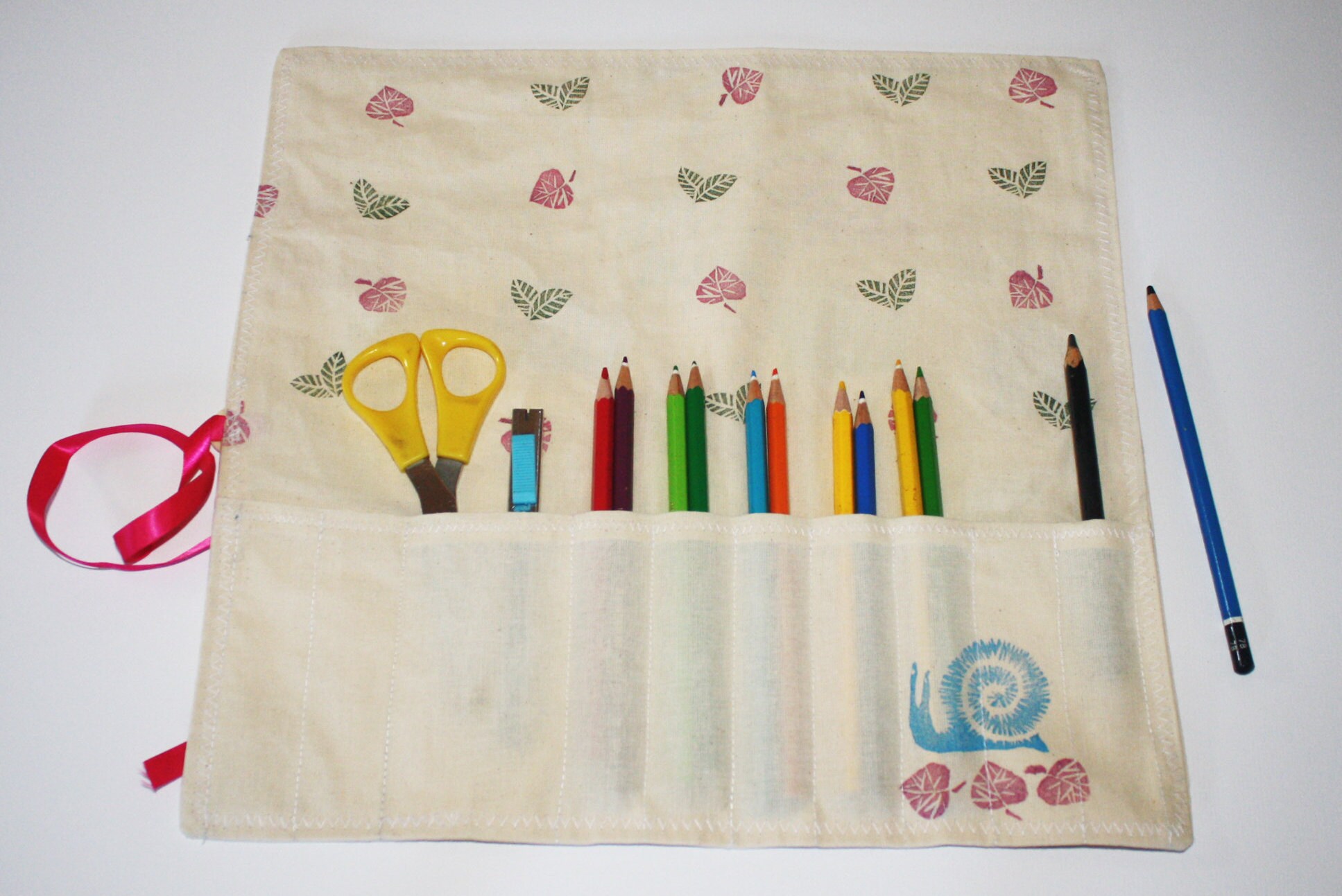 Pencil Roll 6 Different Colors Available, Personalized Pencil Case