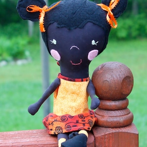 Doll, Rag Doll, African American Doll, Plush Doll, Orange, Black, Nursery Decor, Home Decor, Soft Doll, Doll, Baby Doll, New Baby Gift