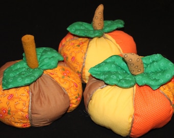 Pumpkins, Fall, Halloween, Orange, Pumpkins,Thanksgiving, cloth pumpkins, table centerpiece, handmade, Set of Three