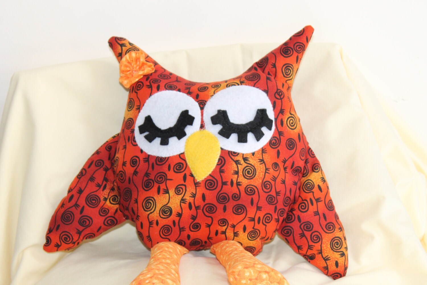 Owl, Ethnic Owl, orange, black, Stuffed, African, Party Decor, Nursery Decor, party favors, home dec