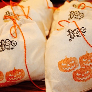Halloween Treat Bags, Large Halloween Treat Bags, Set of Three, Fall Treat Bags, Gift Bags, Party Favors, Teacher Gifts, Pumpkin Bags, Boo