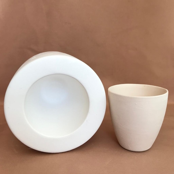 Handleless Mug Plaster Mold for Slip Casting, Mold Making, Ceramic Mold, Casting Mold, EK021