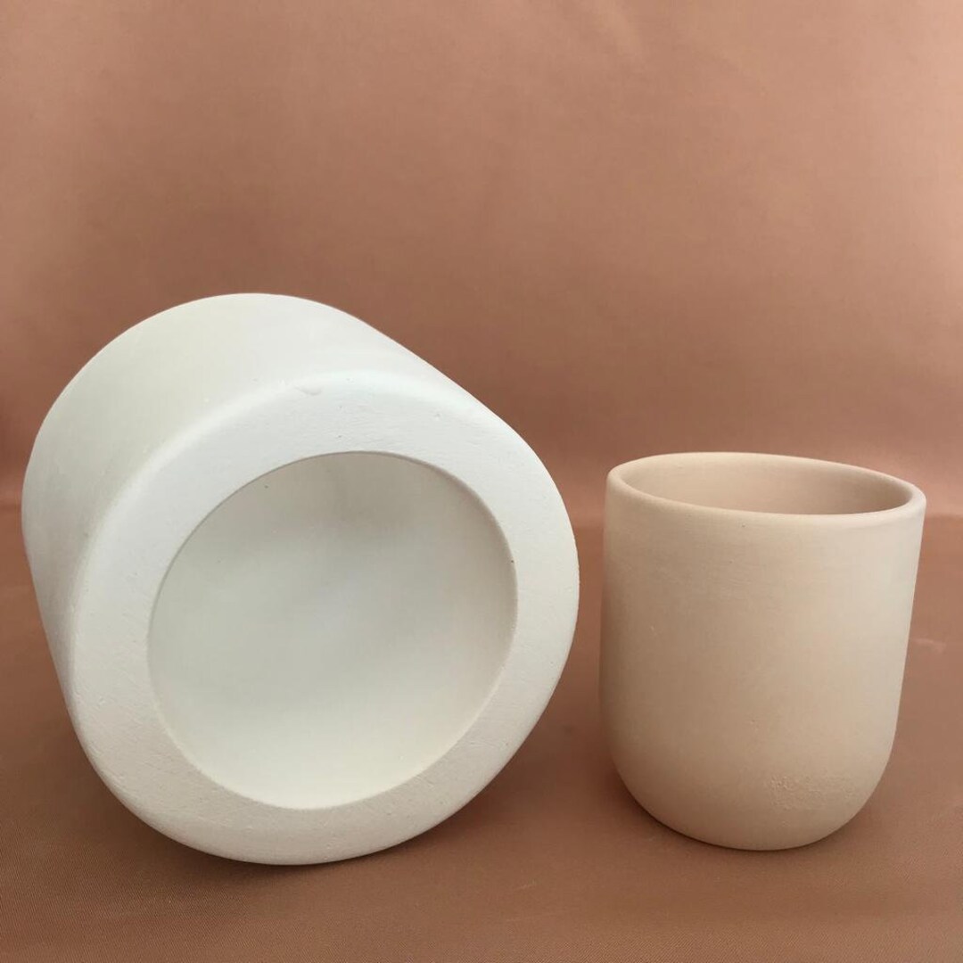 Handleless Cup Plaster Mold in Cylindrical Shape for Slip Casting, Mold