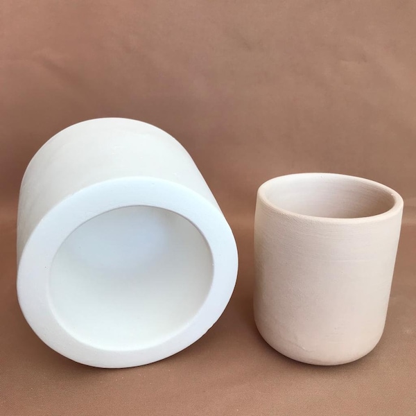 Handleless Cup Mold in Cylindrical Shape with Round Base for Slip Casting - EK009