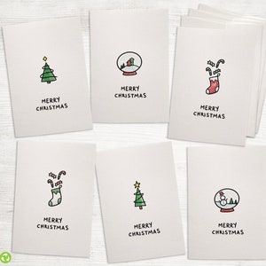 Cute & Cozy Merry Christmas Card Assortment - 24 Greeting Cards with Envelopes