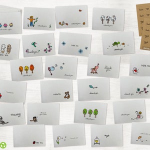 All Occasion Thank You Cards Assortment - 24 Set Variety Pack - 100% Recycled Cards and Envelopes with Seal Stickers