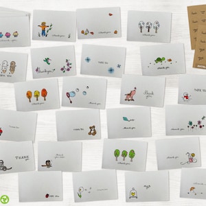 All Occasion Thank You Cards Assortment - 24 Set Variety Pack - 100% Recycled Cards and Envelopes with Seal Stickers