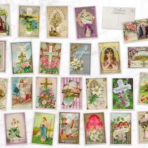 Vintage Style Easter Postcards - 24 Retro Style Postcards - Christian Easter Jesus & Crosses