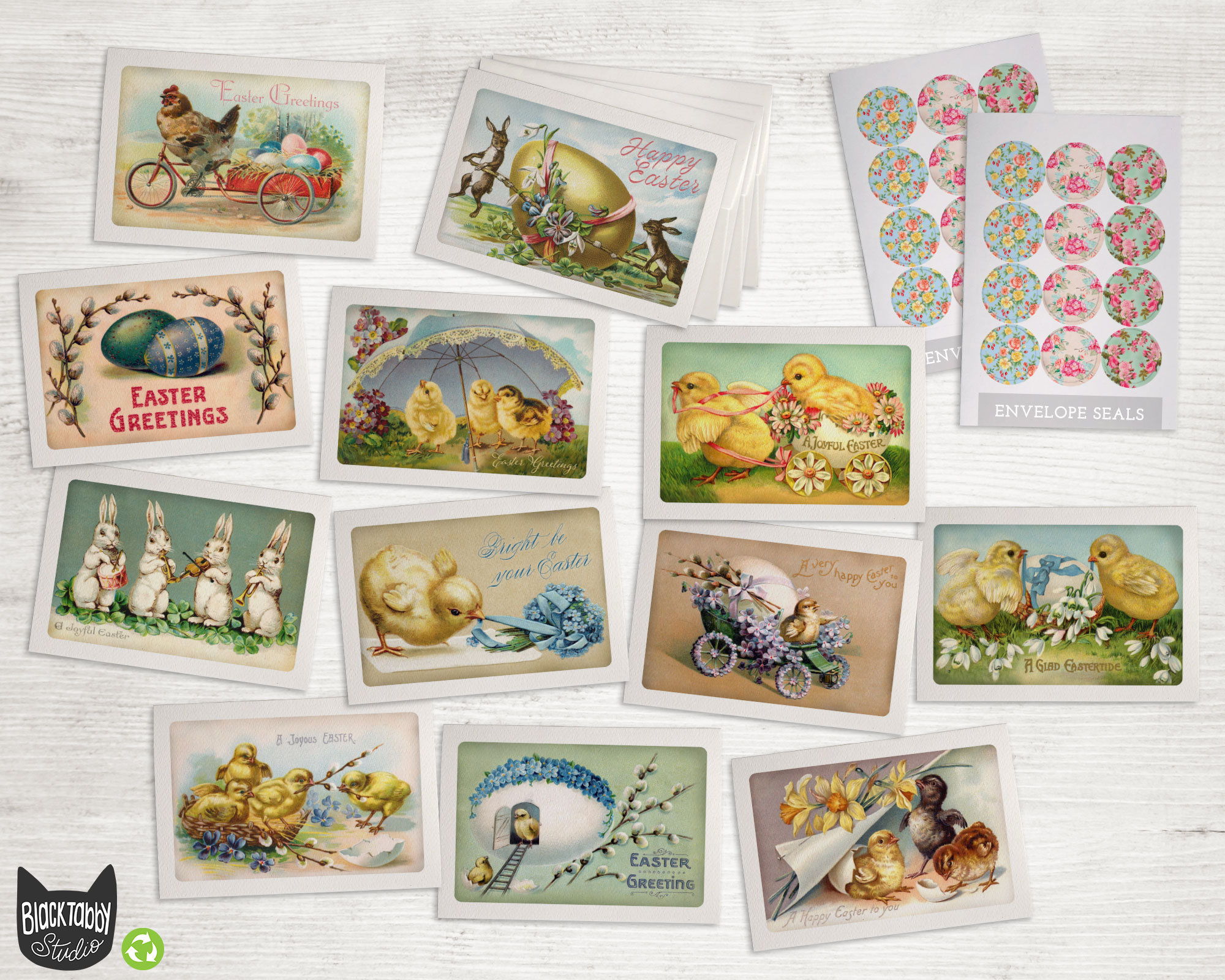 Vintage Easter Greeting Cards Collection - 24 Note Cards & Envelopes With Seal Stickers - Classic Designs Reprinted As Note Cards - Canada